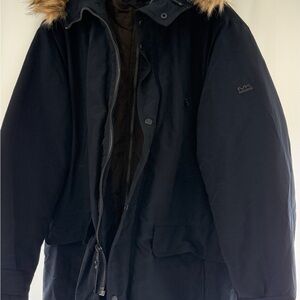 Michael Kors Black Hooded Parka with Faux Fur Trim